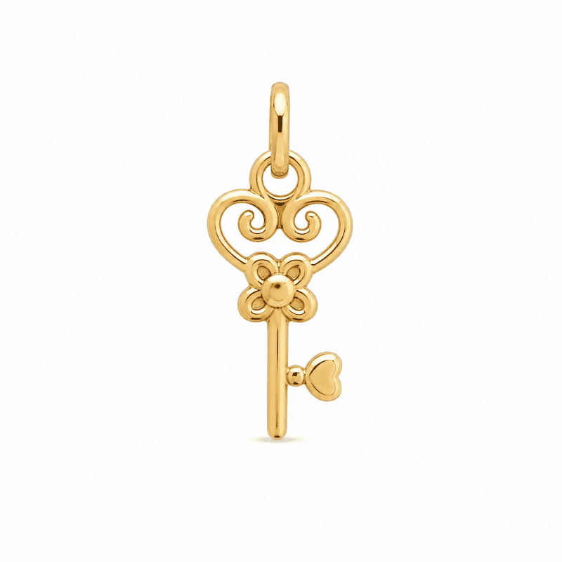 Les Paulinas, charm clé dorée en acier inoxydable Charm clé dorée en acier inoxydable pour bijou personnalisable Les Paulinas