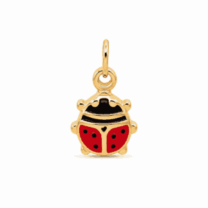 Charm coccinelle doré en acier inoxydable avec détails colorés, pour bijou personnalisable Les Paulinas