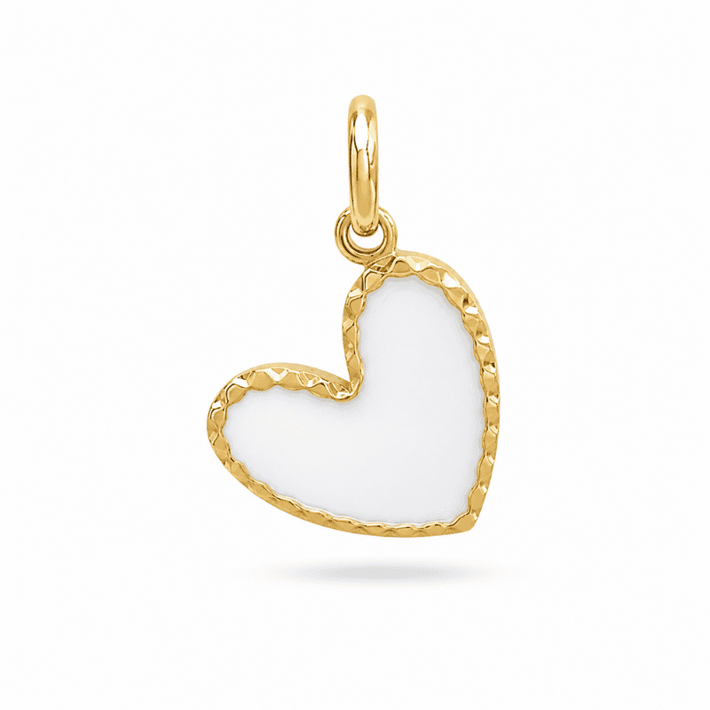 Les Paulinas, charm cœur blanc doré en acier inoxydable Charm cœur blanc et doré en acier inoxydable pour bijou personnalisable Les Paulinas