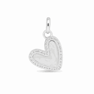 Charm cœur nacré argenté en acier inoxydable avec incrustation nacrée, pour bijou personnalisable Les Paulinas