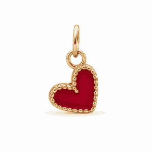 Charm cœur rouge doré en acier inoxydable avec émail rouge brillant, pour bijou personnalisable Les Paulinas