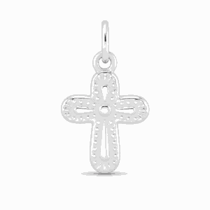 Charm croix texturée argenté en acier inoxydable, pour bijou personnalisable Les Paulinas
