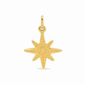 Charm étoile polaire texturée doré en acier inoxydable avec reliefs, pour bijou personnalisable Les Paulinas