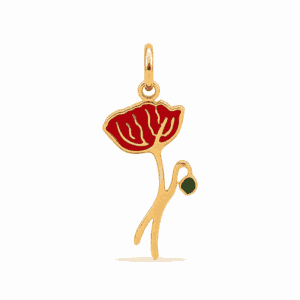 Charm fleur de naissance août doré en acier inoxydable avec fleur blanche et feuilles vertes, pour bijou personnalisable Les Paulinas