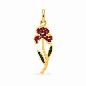 Charm fleur de naissance février doré en acier inoxydable avec fleur blanche et feuilles vertes, pour bijou personnalisable Les Paulinas