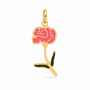 Charm fleur de naissance janvier doré en acier inoxydable avec fleur blanche et feuilles vertes, pour bijou personnalisable Les Paulinas