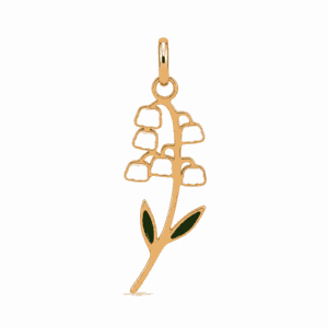 Charm fleur de naissance mai doré en acier inoxydable avec fleur blanche et feuilles vertes, pour bijou personnalisable Les Paulinas