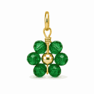 Charm fleur perle verte doré en acier inoxydable avec perle verte, pour bijou personnalisable Les Paulinas