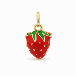 Charm fraise doré en acier inoxydable, pendentif fruité pour bijou personnalisable Les Paulinas