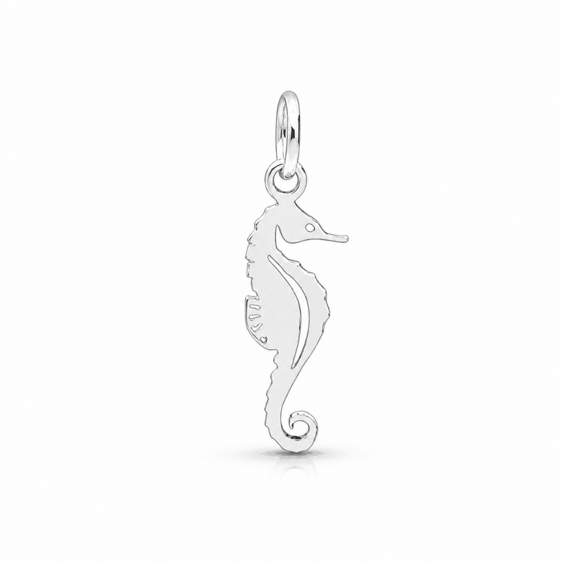 Les Paulinas, charm hippocampe argenté en acier inoxydable Charm hippocampe argenté en acier inoxydable avec détails fins, pour bijou personnalisable Les Paulinas