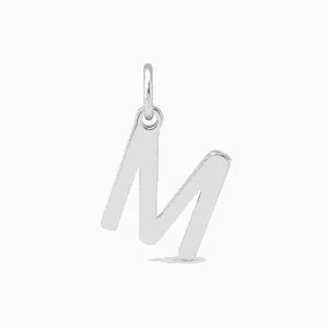 Charm lettre M argenté en acier inoxydable, pendentif alphabet pour bijou personnalisable Les Paulinas