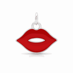 Charm lèvres argenté en acier inoxydable représentant une bouche stylisée, pour bijou personnalisable Les Paulinas