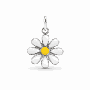 Charm marguerite blanche argenté en acier inoxydable pour bijou personnalisable Les Paulinas