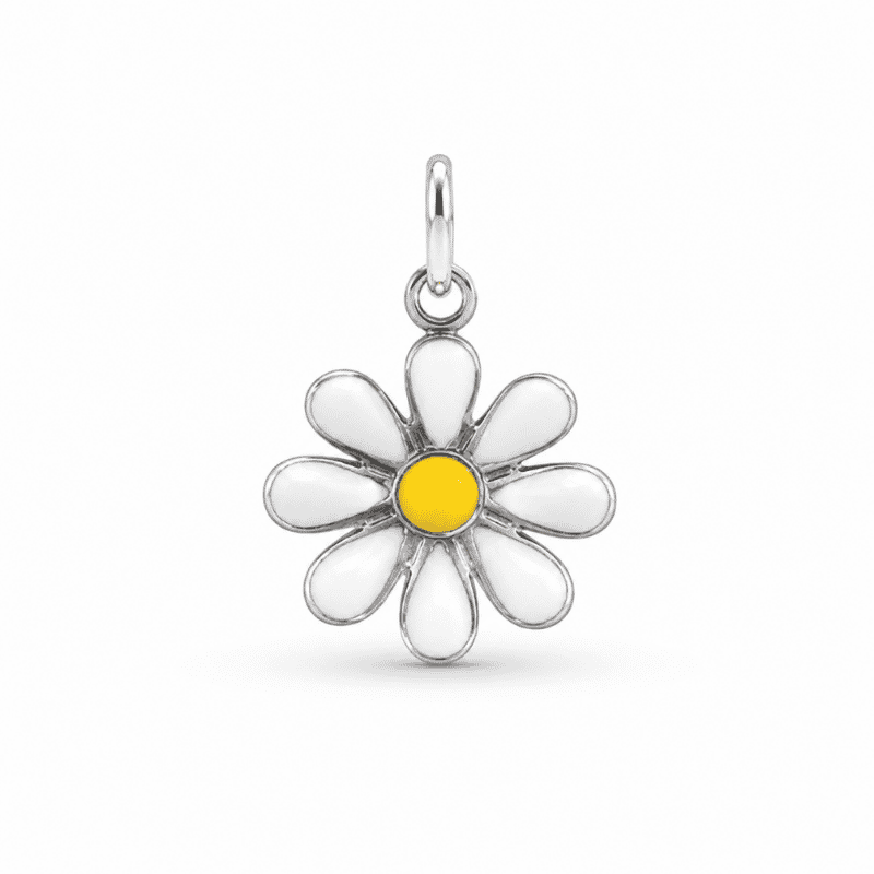 Les Paulinas, charm marguerite blanche argenté en acier inoxydable Charm marguerite blanche argenté en acier inoxydable pour bijou personnalisable Les Paulinas