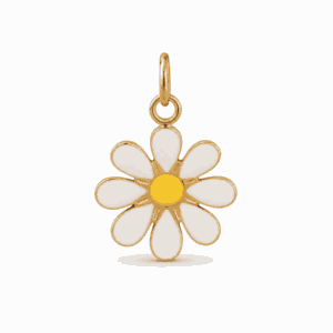 Charm marguerite blanche doré en acier inoxydable, pendentif floral pour bijou personnalisable Les Paulinas