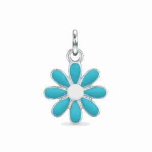 Charm marguerite bleue argenté en acier inoxydable pour bijou personnalisable Les Paulinas