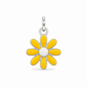 Charm marguerite orange argenté en acier inoxydable pour bijou personnalisable Les Paulinas