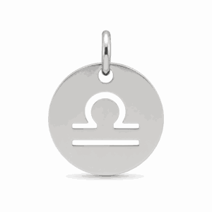 Charm médaille astrologique Balance argenté en acier inoxydable avec symbole du signe du zodiaque, pour bijou personnalisable Les Paulinas