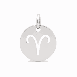 Charm médaille astrologique Bélier argenté en acier inoxydable avec symbole du signe du zodiaque, pour bijou personnalisable Les Paulinas