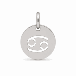 Charm médaille astrologique Cancer argenté en acier inoxydable avec symbole du signe du zodiaque, pour bijou personnalisable Les Paulinas