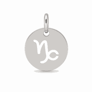Charm médaille astrologique Capricorne argenté en acier inoxydable avec symbole du signe du zodiaque, pour bijou personnalisable Les Paulinas