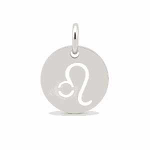 Charm médaille astrologique Lion argenté en acier inoxydable avec symbole du signe du zodiaque, pour bijou personnalisable Les Paulinas