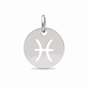 Charm médaille astrologique Poisson argenté en acier inoxydable avec symbole du signe du zodiaque, pour bijou personnalisable Les Paulinas