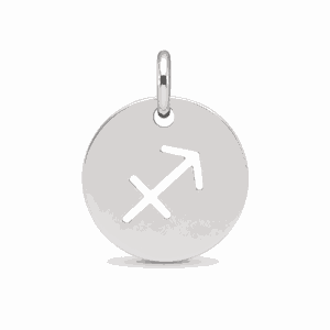 Charm médaille astrologique Sagittaire argenté en acier inoxydable avec symbole du signe du zodiaque, pour bijou personnalisable Les Paulinas
