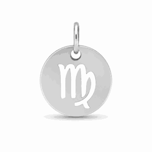 Charm médaille astrologique Vierge argenté en acier inoxydable avec symbole du signe du zodiaque, pour bijou personnalisable Les Paulinas