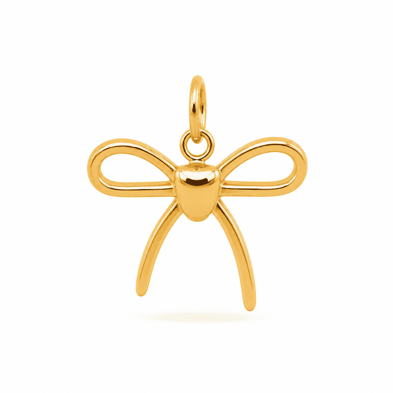 Les Paulinas, charm nœud doré en acier inoxydable Charm nœud doré en acier inoxydable avec détails délicats, pour bijou personnalisable Les Paulinas