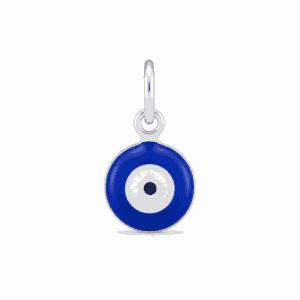 Charm œil bleu argenté en acier inoxydable avec émail bleu, pour bijou personnalisable Les Paulinas