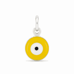 Charm œil jaune argenté en acier inoxydable avec émail jaune, pour bijou personnalisable Les Paulinas
