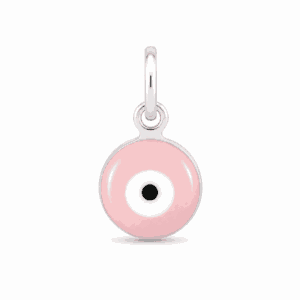 Charm œil rose argenté en acier inoxydable avec émail rose, pour bijou personnalisable Les Paulinas