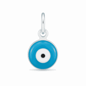 Charm œil turquoise argenté en acier inoxydable avec émail turquoise, pour bijou personnalisable Les Paulinas