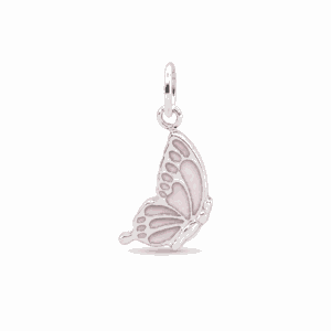 Charm papillon rose argenté en acier inoxydable avec émail rose, pour bijou personnalisable Les Paulinas