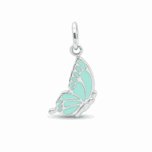 Charm papillon turquoise argenté en acier inoxydable avec émail turquoise, pour bijou personnalisable Les Paulinas