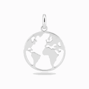 Charm planète argenté en acier inoxydable représentant une planète avec son anneau, pour bijou personnalisable Les Paulinas