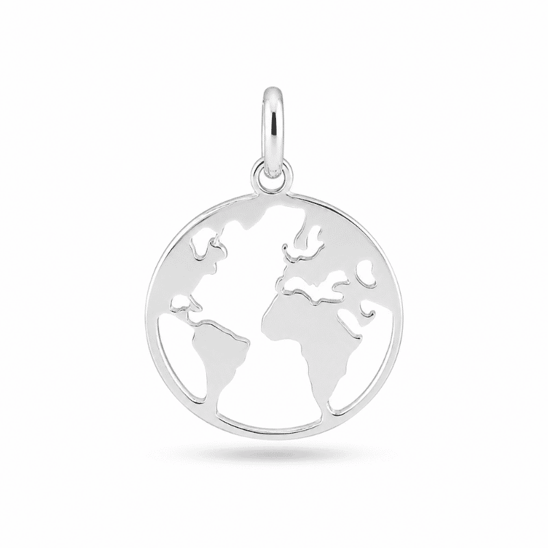 Les Paulinas, charm planète argenté en acier inoxydable Charm planète argenté en acier inoxydable représentant une planète avec son anneau, pour bijou personnalisable Les Paulinas