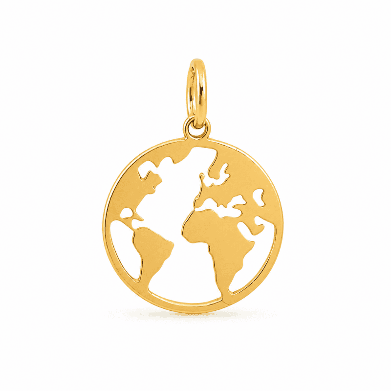 Les Paulinas, charm planète doré en acier inoxydable Charm planète doré en acier inoxydable représentant une planète avec son anneau, pour bijou personnalisable Les Paulinas