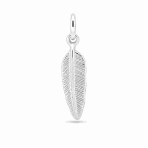 Charm plume argenté en acier inoxydable avec détails fins, pour bijou personnalisable Les Paulinas