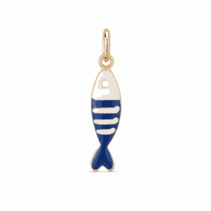 Charm poisson bleu électrique doré en acier inoxydable, pendentif marin émaillé pour bijou personnalisable Les Paulinas