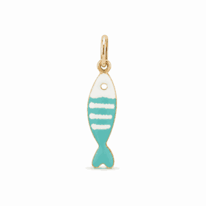 Charm poisson bleu turquoise doré en acier inoxydable, pendentif marin émaillé pour bijou personnalisable Les Paulinas
