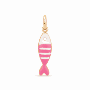 Charm poisson rose doré en acier inoxydable, pendentif marin émaillé pour bijou personnalisable Les Paulinas