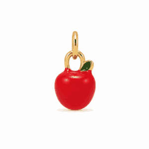 Charm pomme rouge doré en acier inoxydable, pendentif fruit pour bijou personnalisable Les Paulinas