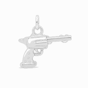 Charm revolver argenté en acier inoxydable avec détails gravés, pour bijou personnalisable Les Paulinas