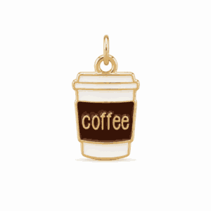 Charm café doré en acier inoxydable représentant une tasse de café, pour bijou personnalisable Les Paulinas