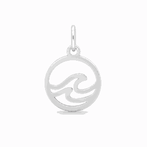 Charm vague argenté en acier inoxydable représentant une vague stylisée, pour bijou personnalisable Les Paulinas