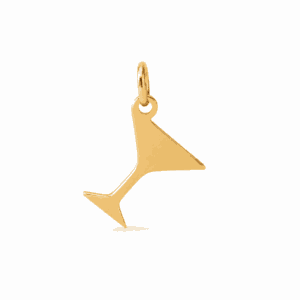 Charm verre de cocktail doré en acier inoxydable, pendentif représentant un cocktail pour bijou personnalisable Les Paulinas