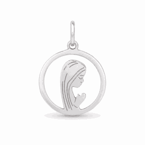 Charm Vierge argenté en acier inoxydable représentant la Vierge Marie, pour bijou personnalisable Les Paulinas