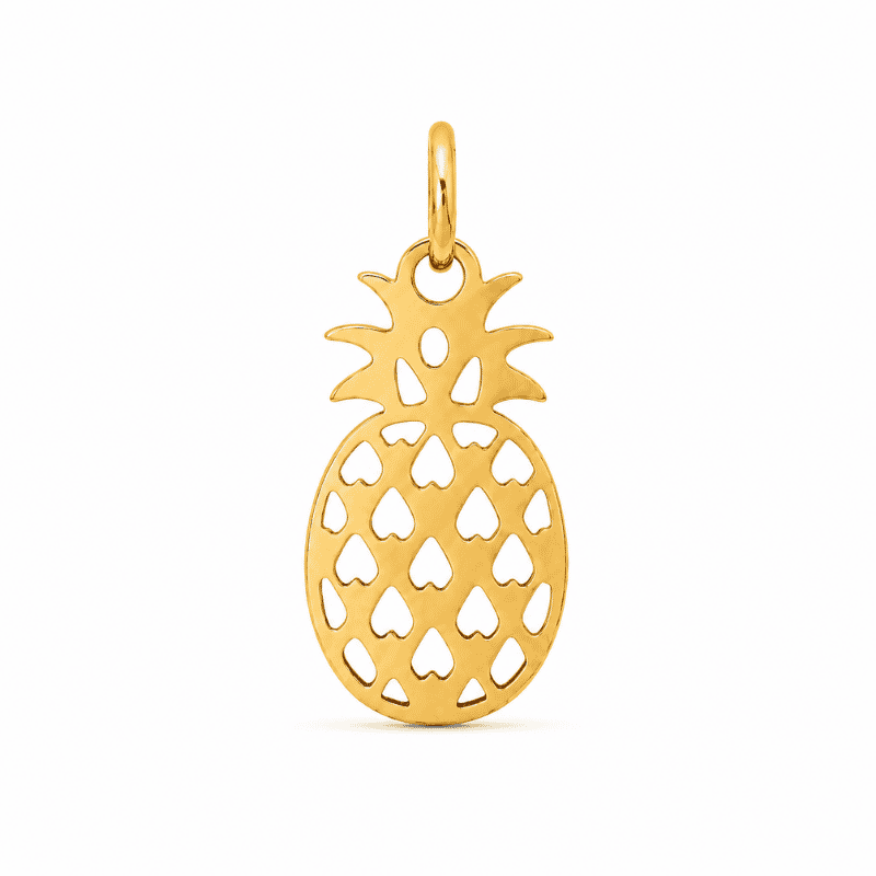 Les Paulinas, charm ananas doré en acier inoxydable Charm ananas doré en acier inoxydable, pendentif fruit exotique pour bijou personnalisable Les Paulinas